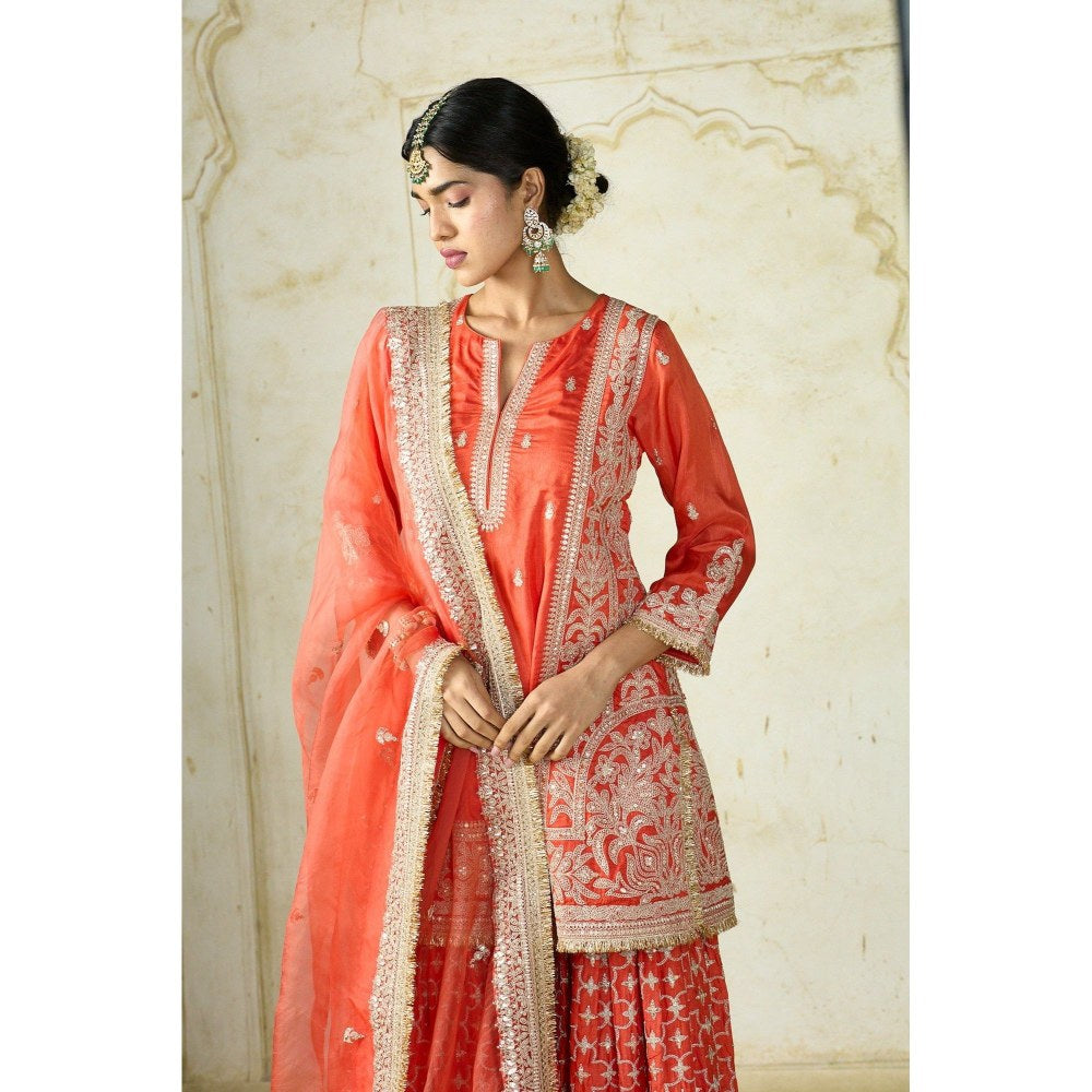Gopi Vaid Mumtaz Orange Kurta with Sharara and Dupatta