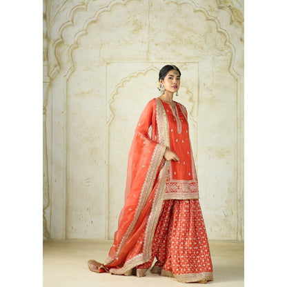 Gopi Vaid Mumtaz Orange Kurta with Sharara and Dupatta