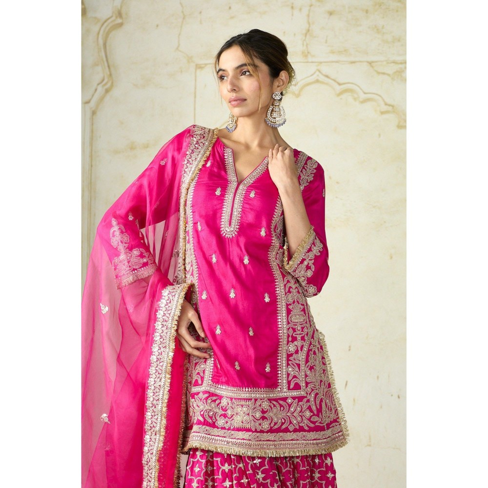 Gopi Vaid Mumtaz Pink Kurta with Sharara and Dupatta