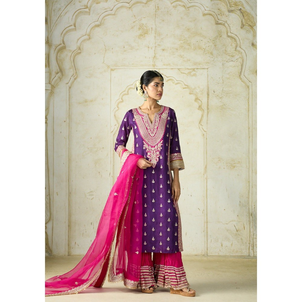 Gopi Vaid Fitoor Purple Kurta with Sharara and Dupatta