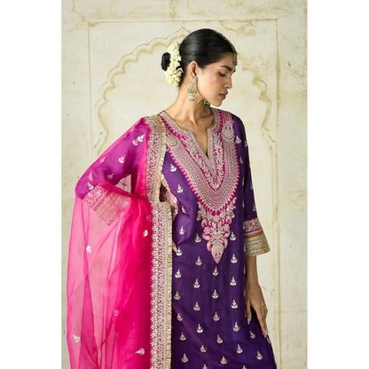 Gopi Vaid Fitoor Purple Kurta with Sharara and Dupatta