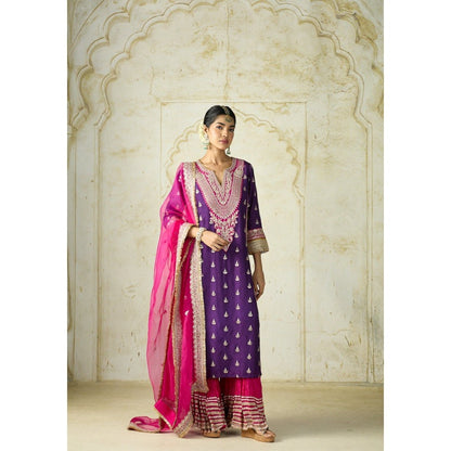 Gopi Vaid Fitoor Purple Kurta with Sharara and Dupatta