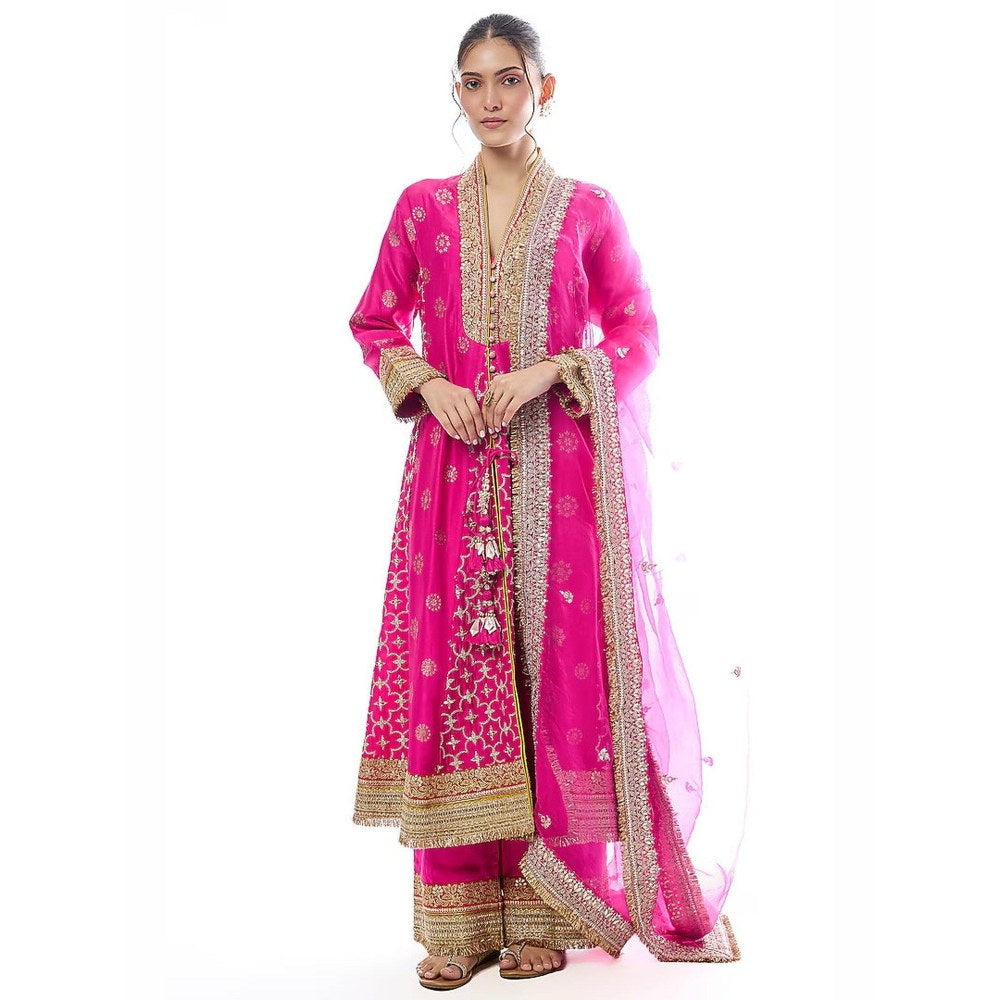 Gopi Vaid Mehrunissa Pink Anarkali Kurta with Palazzo and Dupatta
