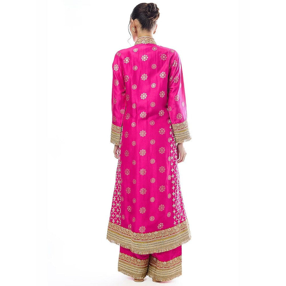 Gopi Vaid Mehrunissa Pink Anarkali Kurta with Palazzo and Dupatta