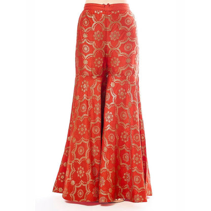 Gopi Vaid Areesha One Shoulder Orange Top with Sharara