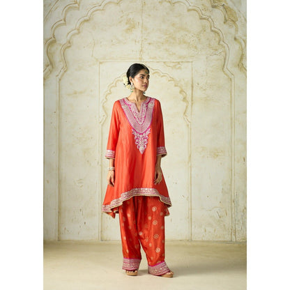 Gopi Vaid Nadia Orange Kurta with Salwar