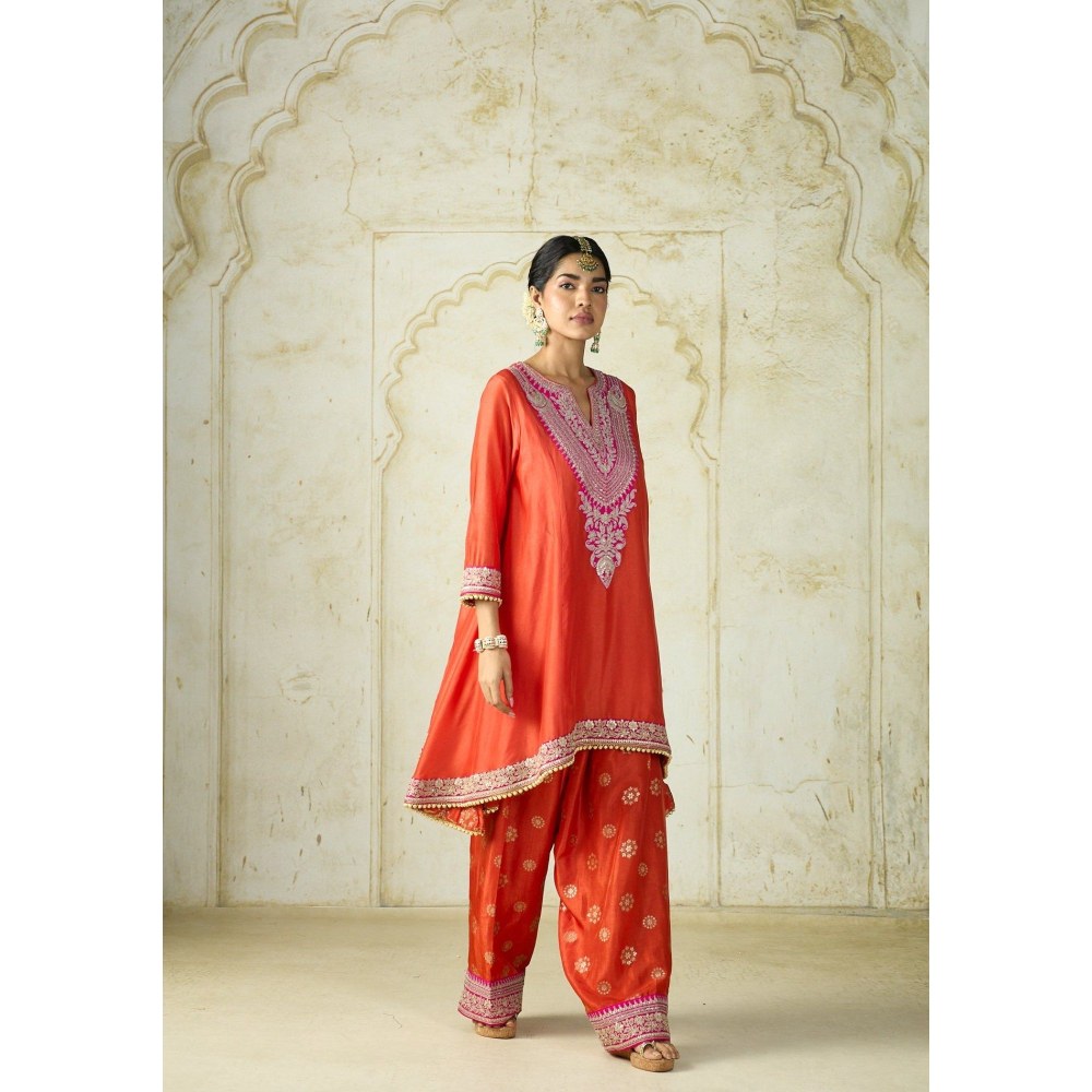 Gopi Vaid Nadia Orange Kurta with Salwar