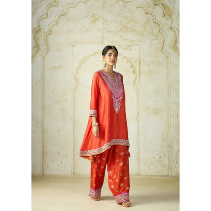 Gopi Vaid Nadia Orange Kurta with Salwar