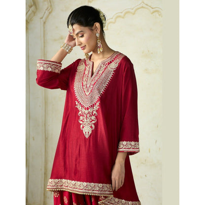 Gopi Vaid Nadia Red Kurta with Salwar