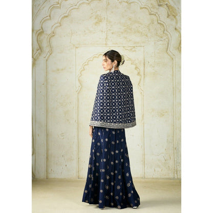 Gopi Vaid Saachi Bhasin In Shaina Blue Crop Top with Palazzo and Jacket