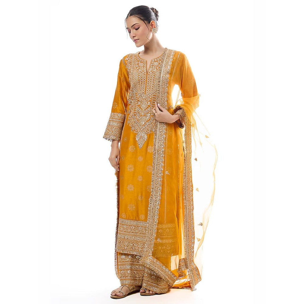 Gopi Vaid Badeeah Mustard Kurta with Palazzo and Dupatta