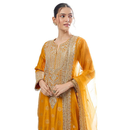 Gopi Vaid Badeeah Mustard Kurta with Palazzo and Dupatta