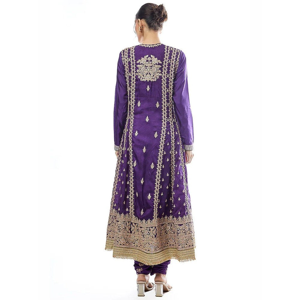 Gopi Vaid Zahina Purple Kurta with Churidar and Dupatta