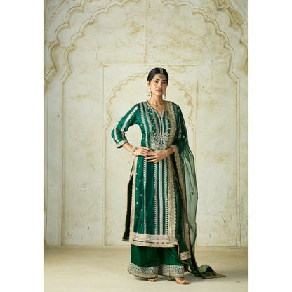 Gopi Vaid Lakshmi Green Kurta with Palazzo and Dupatta