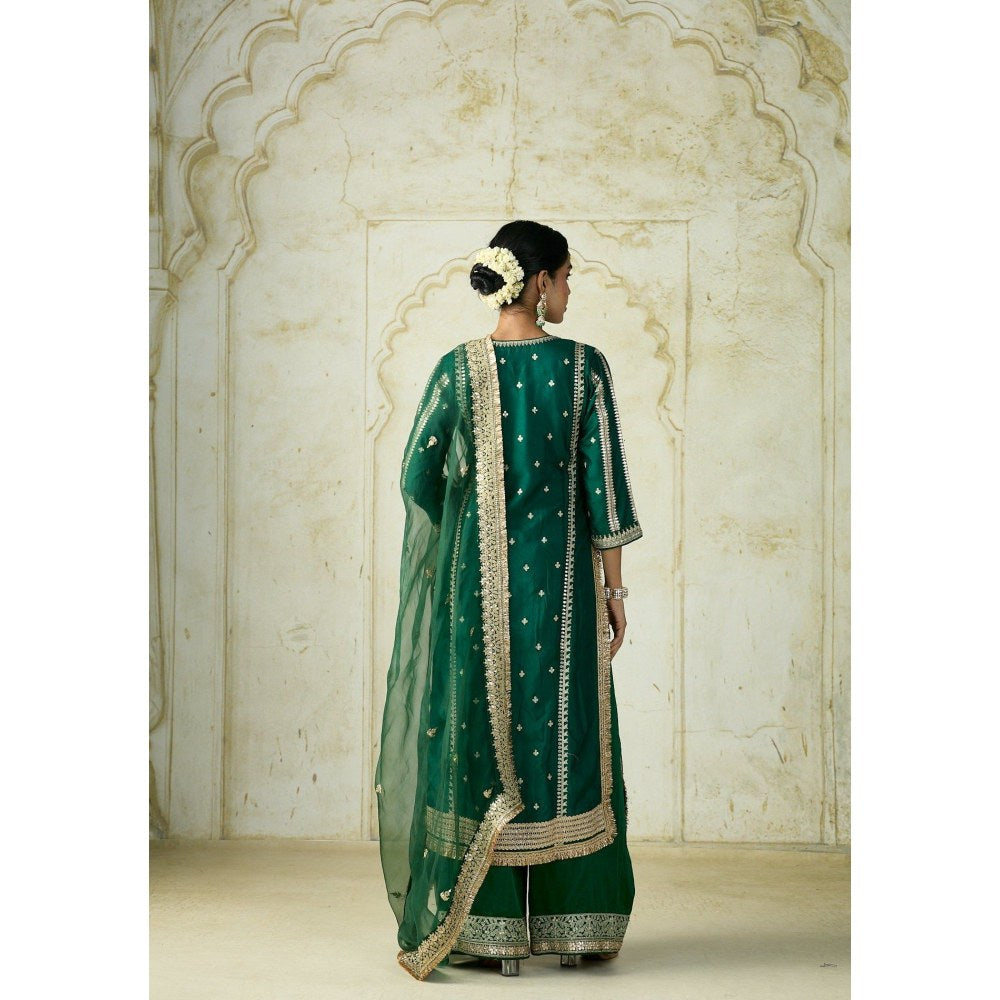 Gopi Vaid Lakshmi Green Kurta with Palazzo and Dupatta