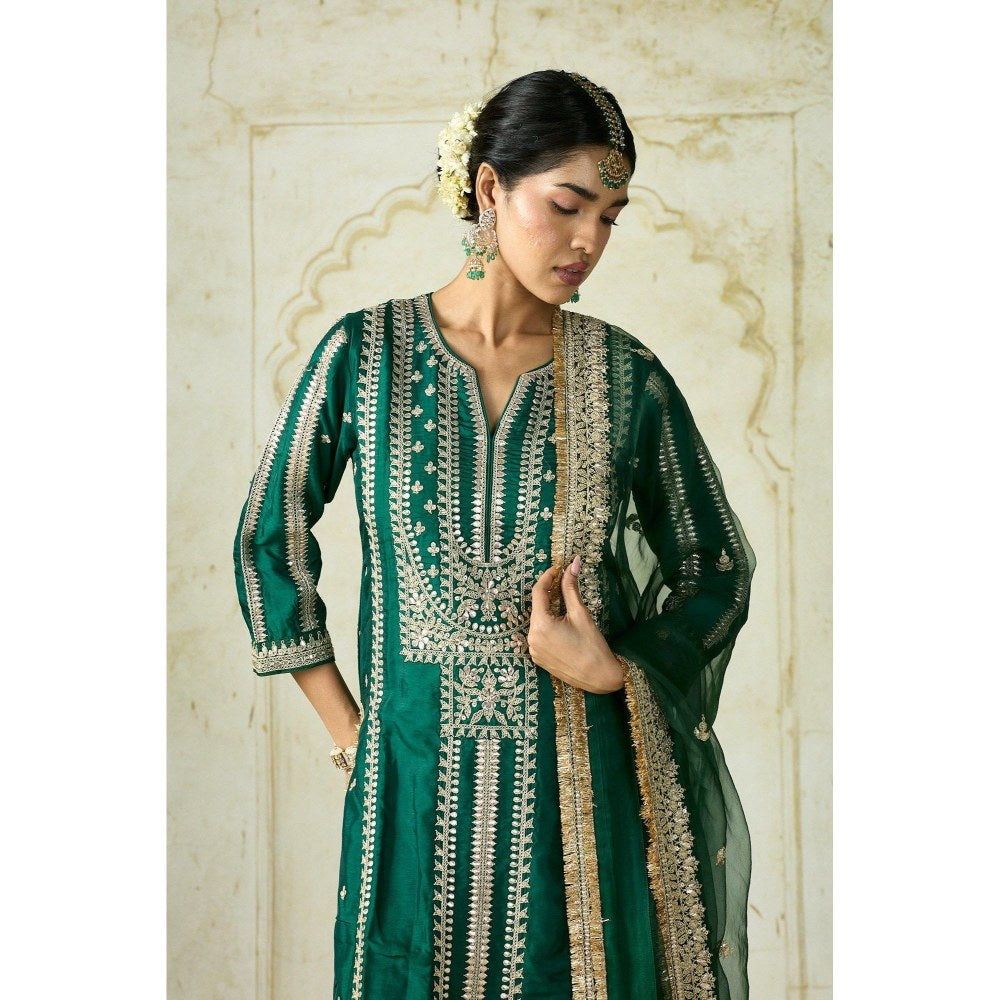 Gopi Vaid Lakshmi Green Kurta with Palazzo and Dupatta