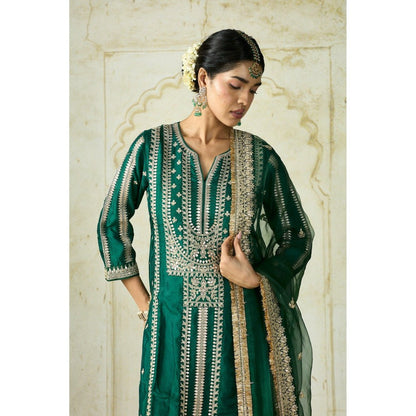 Gopi Vaid Lakshmi Green Kurta with Palazzo and Dupatta