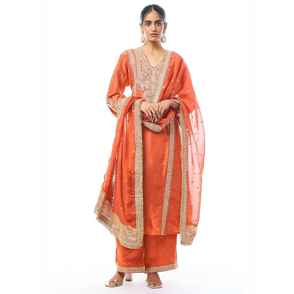 Gopi Vaid Alizeh Orange Kurta with Palazzo and Dupatta