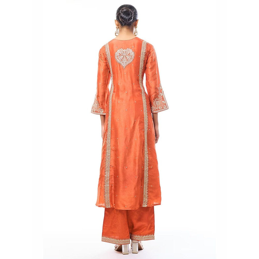 Gopi Vaid Alizeh Orange Kurta with Palazzo and Dupatta