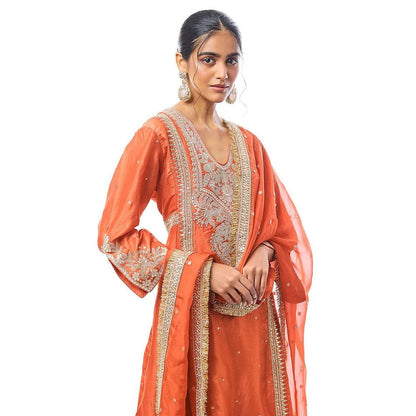 Gopi Vaid Alizeh Orange Kurta with Palazzo and Dupatta