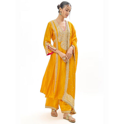 Gopi Vaid Alizeh Mustard Kurta with Palazzo and Dupatta