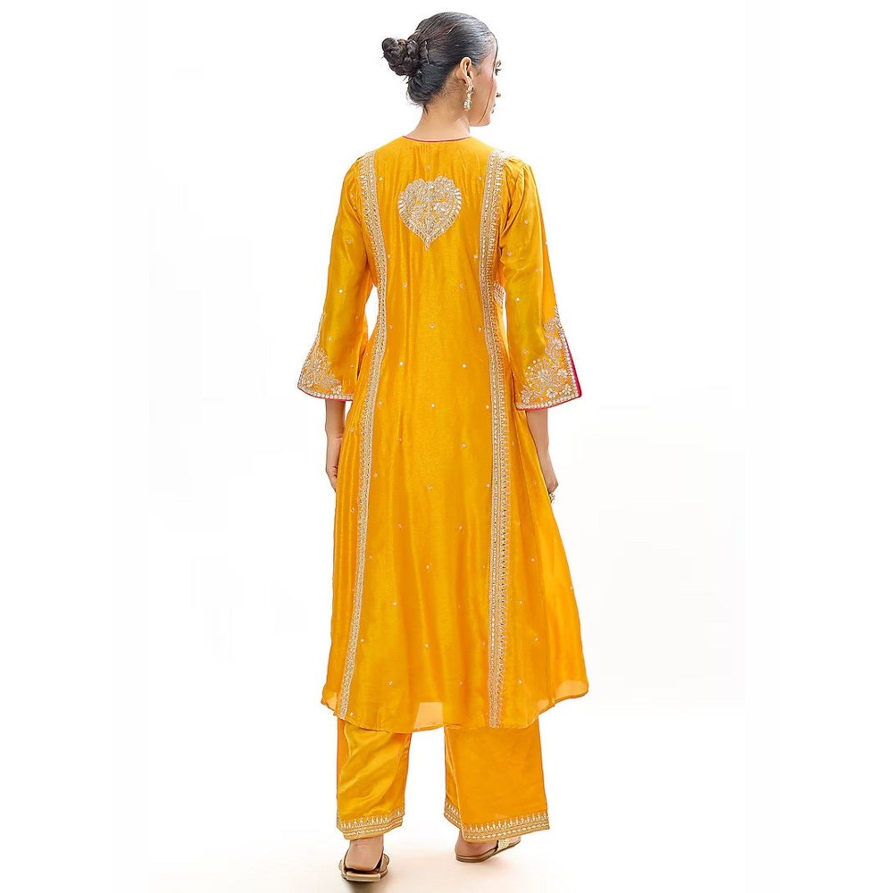 Gopi Vaid Alizeh Mustard Kurta with Palazzo and Dupatta