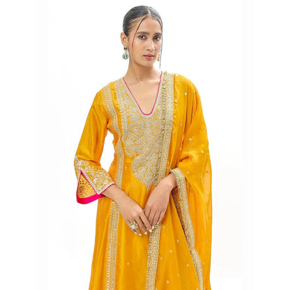 Gopi Vaid Alizeh Mustard Kurta with Palazzo and Dupatta
