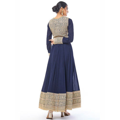 Gopi Vaid Afsa Navy Blue Anarkali Kurta Churidar with Jacket and Dupatta