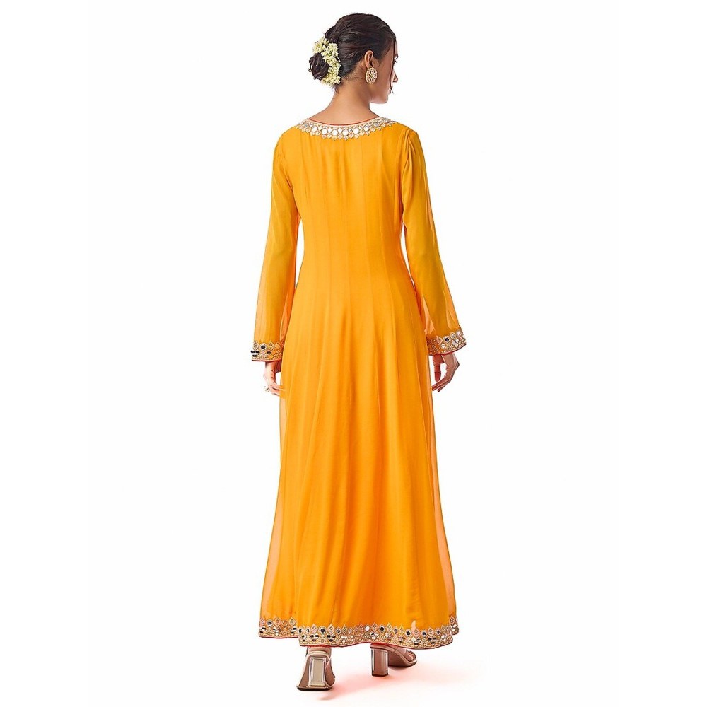 Gopi Vaid Arushi Yellow Anarkali Kurta with Pant and Dupatta