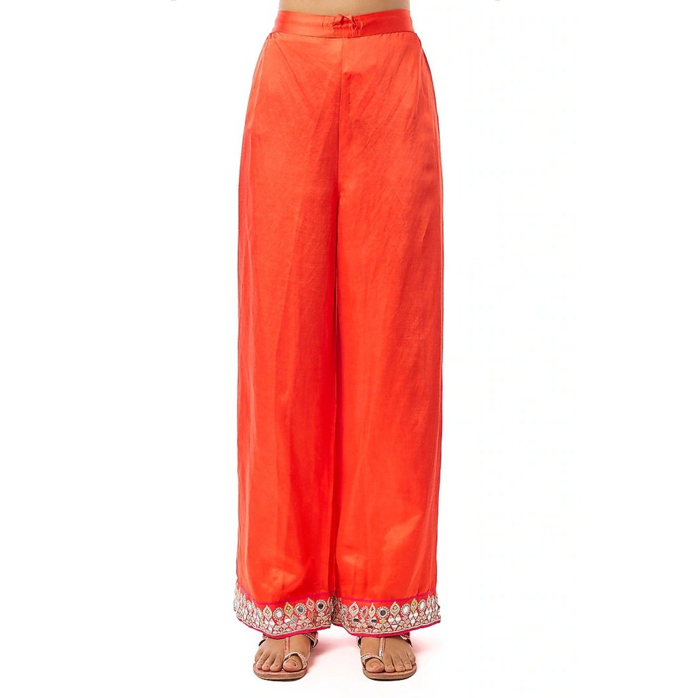 Gopi Vaid Kayra Orange Kurta with Palazzo and Dupatta