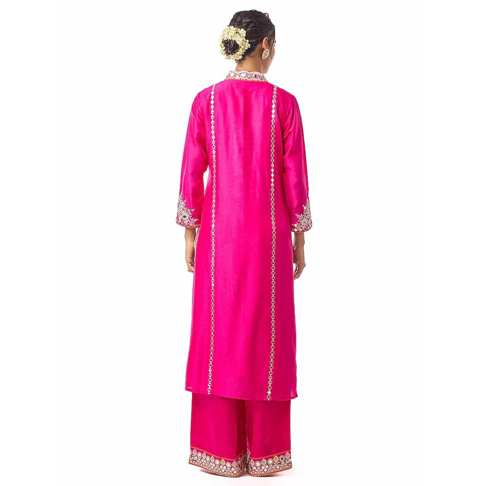 Gopi Vaid Kayra Pink Kurta with Palazzo and Dupatta