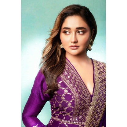 Gopi Vaid Rashmi Desai In Marigold Purple Top with Sharara and Dupatta