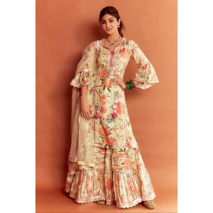 Gopi Vaid Shilpa Shetty In Sanah Yellow Kurta with Sharara and Dupatta