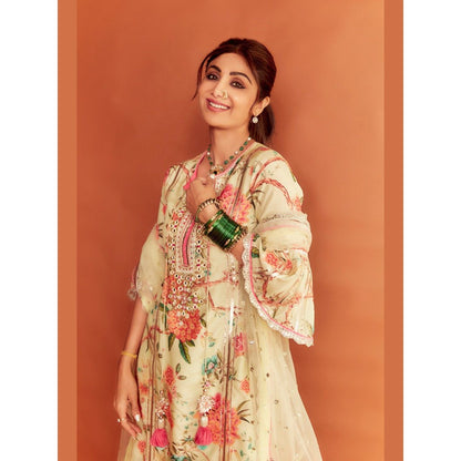 Gopi Vaid Shilpa Shetty In Sanah Yellow Kurta with Sharara and Dupatta