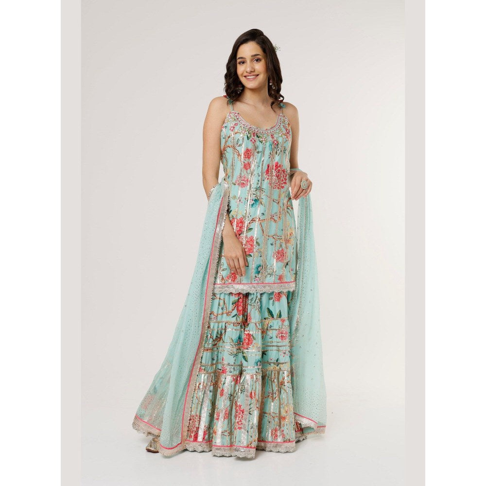 Gopi Vaid Kahini Blue Kurta with Sharara and Dupatta