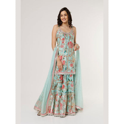 Gopi Vaid Kahini Blue Kurta with Sharara and Dupatta