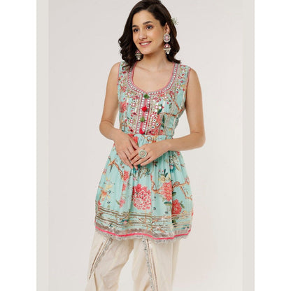 Gopi Vaid Suhani Sleeveless Blue Top with Dhoti
