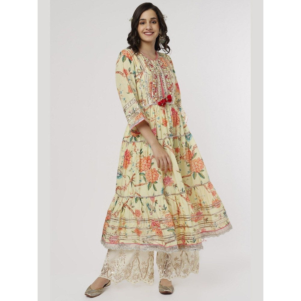 Gopi Vaid Shweta Tiwari In Madhu Yellow Anarkali Kurta with Palazzo