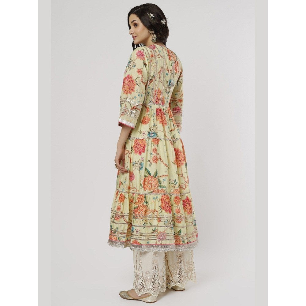 Gopi Vaid Shweta Tiwari In Madhu Yellow Anarkali Kurta with Palazzo