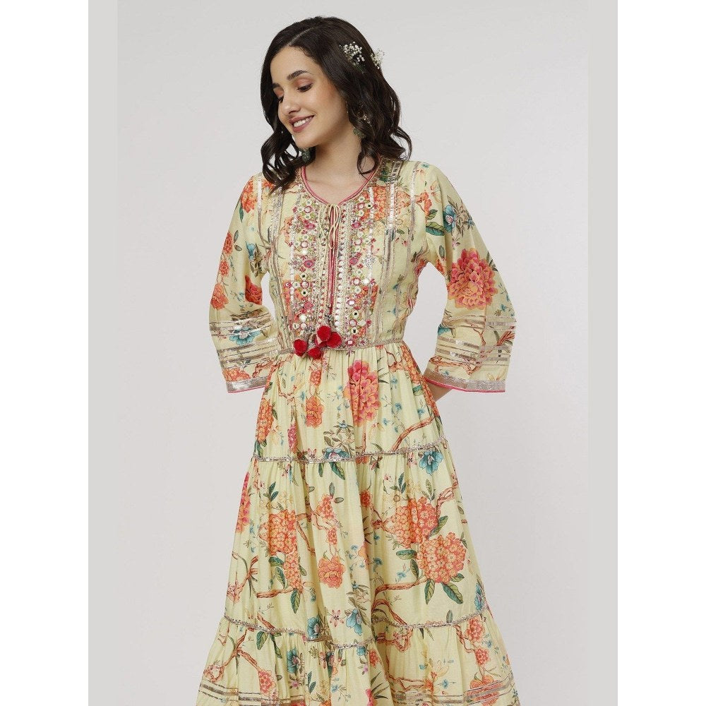 Gopi Vaid Shweta Tiwari In Madhu Yellow Anarkali Kurta with Palazzo