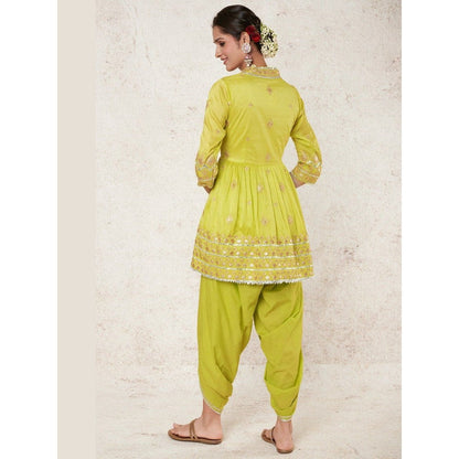 Gopi Vaid Punam Peplum Yellow Top with Dhoti