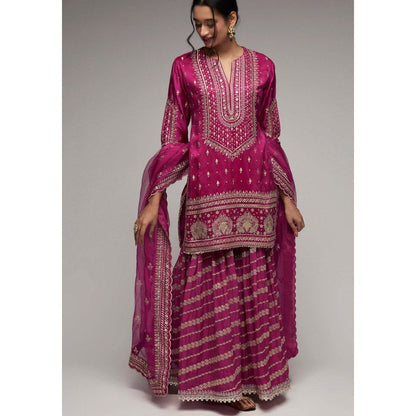Gopi Vaid Rati with Jamdani Pink Kurta with Sharara and Dupatta