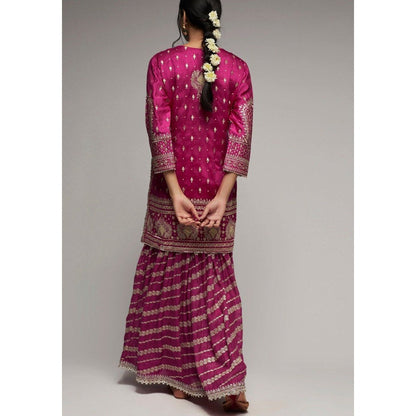 Gopi Vaid Rati with Jamdani Pink Kurta with Sharara and Dupatta