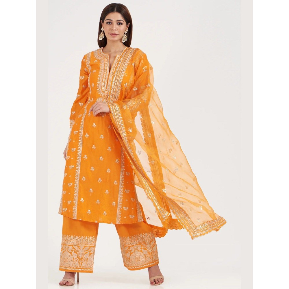 Gopi Vaid New Rati Orange Kurta with Palazzo and Dupatta