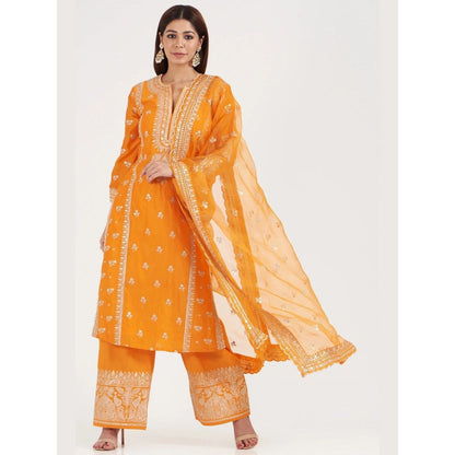Gopi Vaid New Rati Orange Kurta with Palazzo and Dupatta