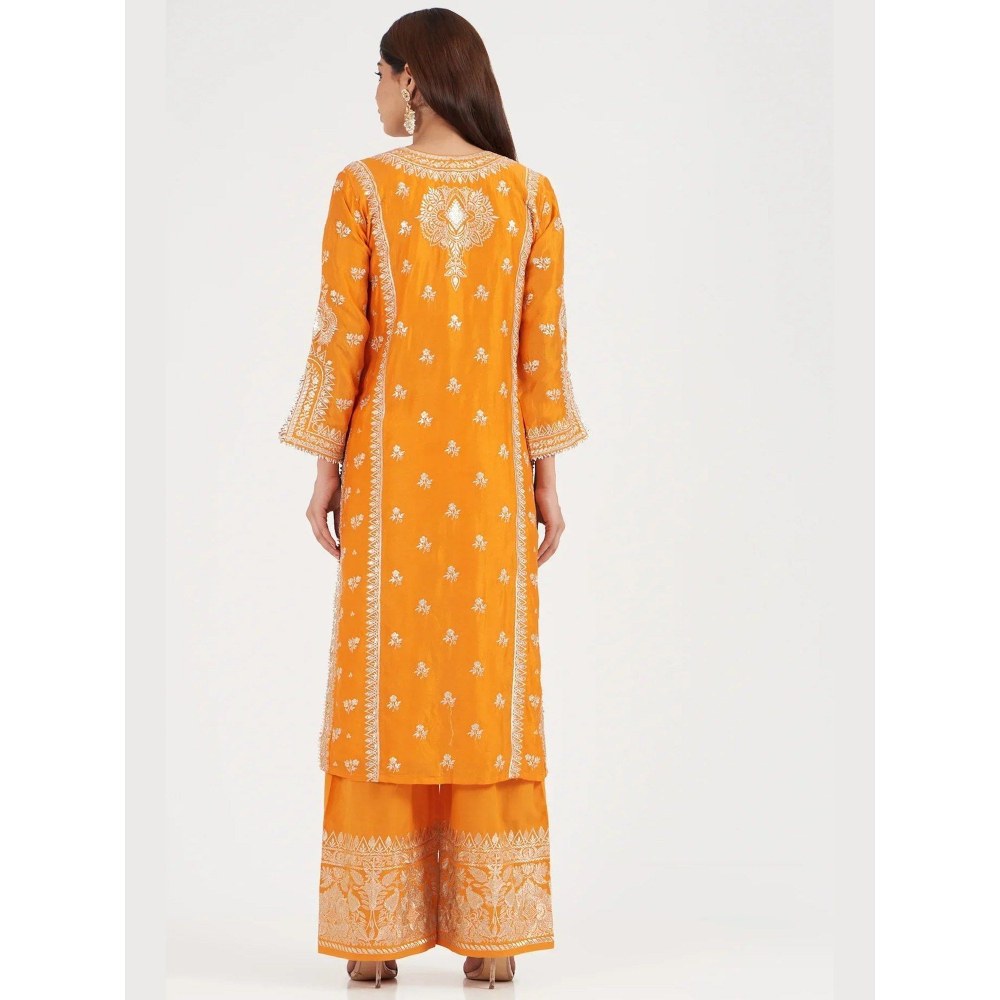 Gopi Vaid New Rati Orange Kurta with Palazzo and Dupatta
