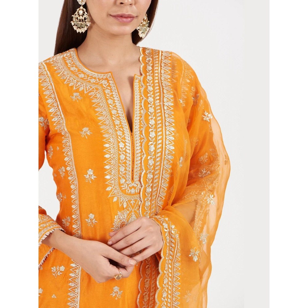 Gopi Vaid New Rati Orange Kurta with Palazzo and Dupatta