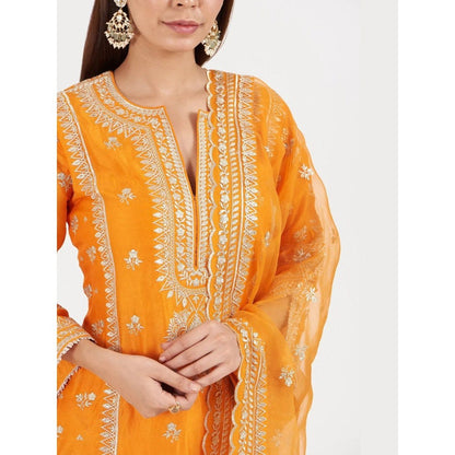 Gopi Vaid New Rati Orange Kurta with Palazzo and Dupatta