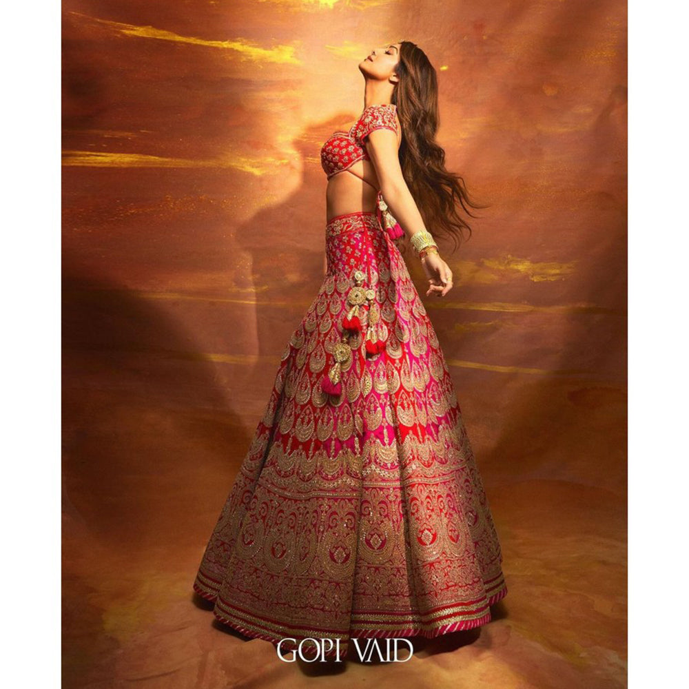 Gopi Vaid Shilpa Shetty Golconda Pink Skirt with Blouse and Dupatta