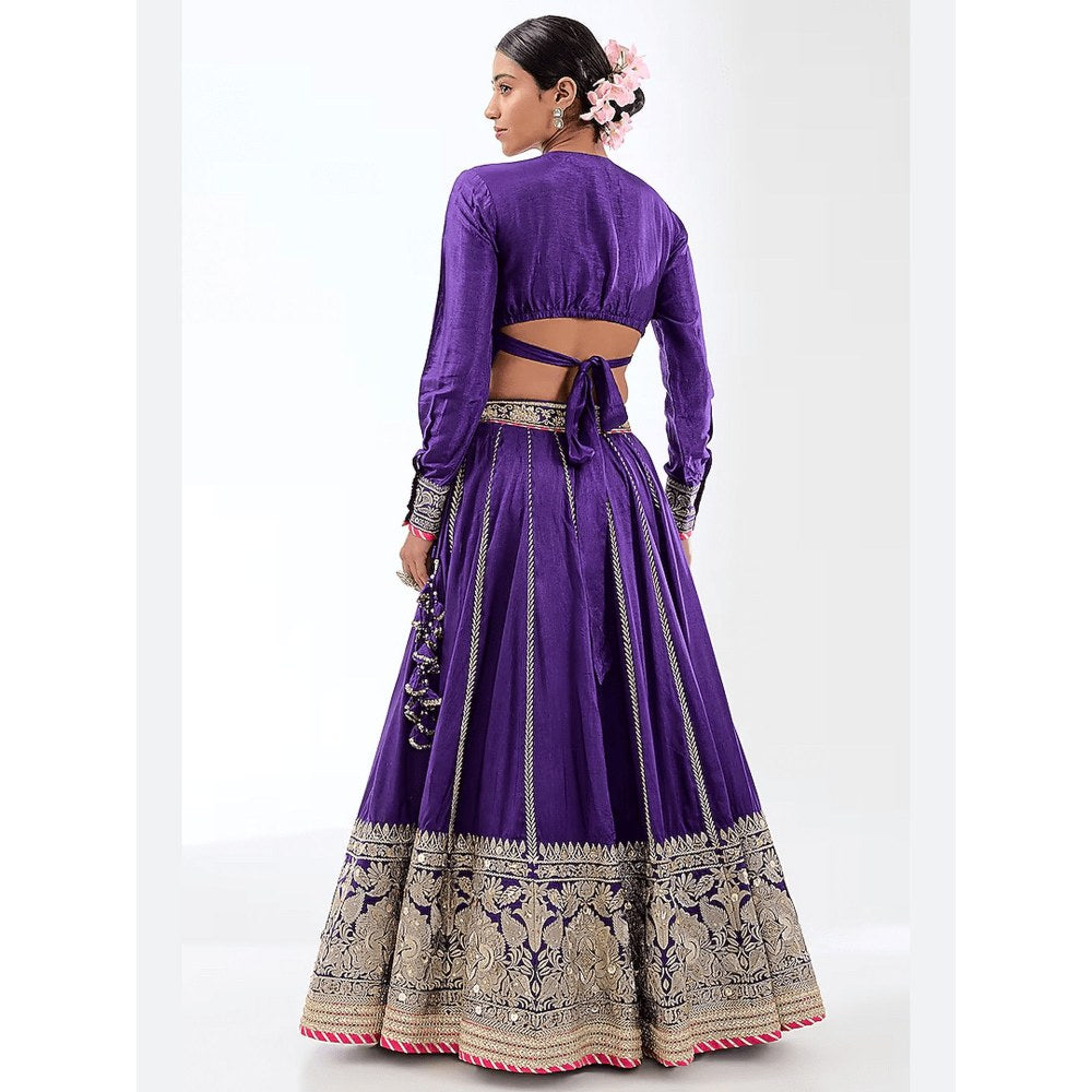 Gopi Vaid Golconda Zeel Purple Blouse with Skirt